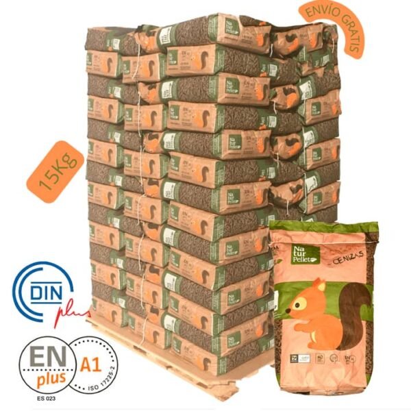 1 Palet de 77 Sacos de Naturpellet, certificado DIN ENplus A1 de 15 kg.
