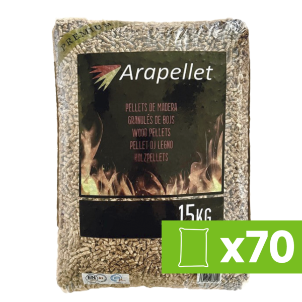 70 Sacos de Pellet 15 kg Arapellet