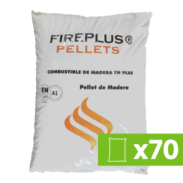 70 Sacos de Pellet 15 kg Fireplus